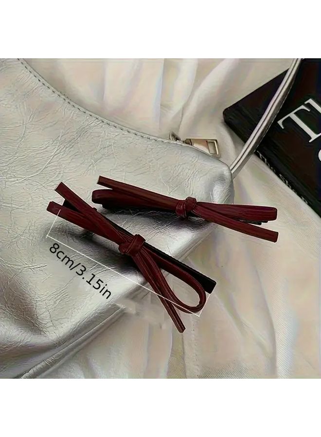 Retro Black PU Duckbill Hair Clip With Bowknot Design For Women Christmas Gift - Image 4